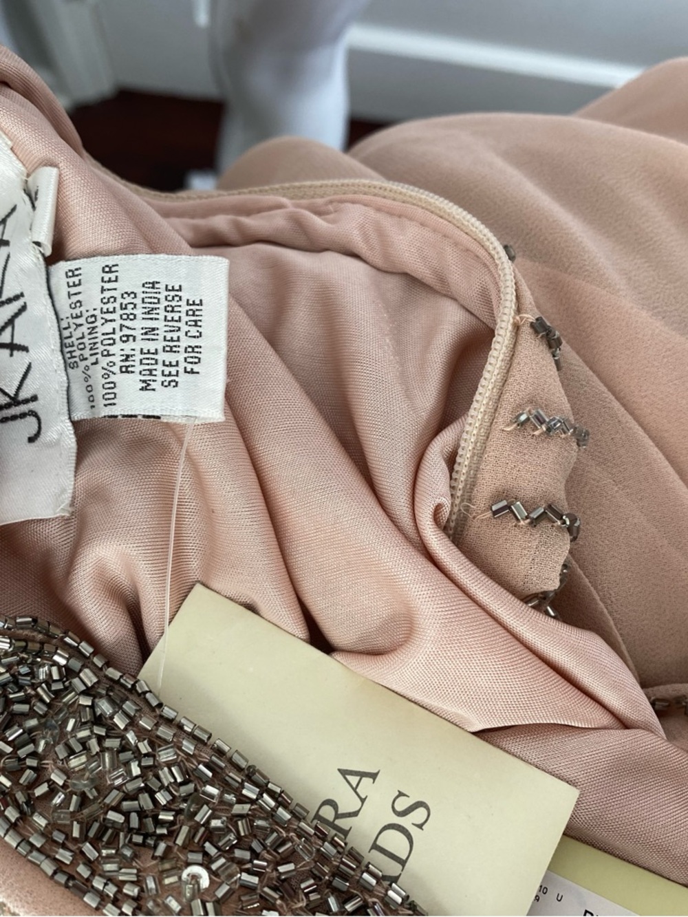 J Kara NWT Nordstrom Blush Pink Beaded Wrap-Front Maxi Dress - Picture 11 of 11